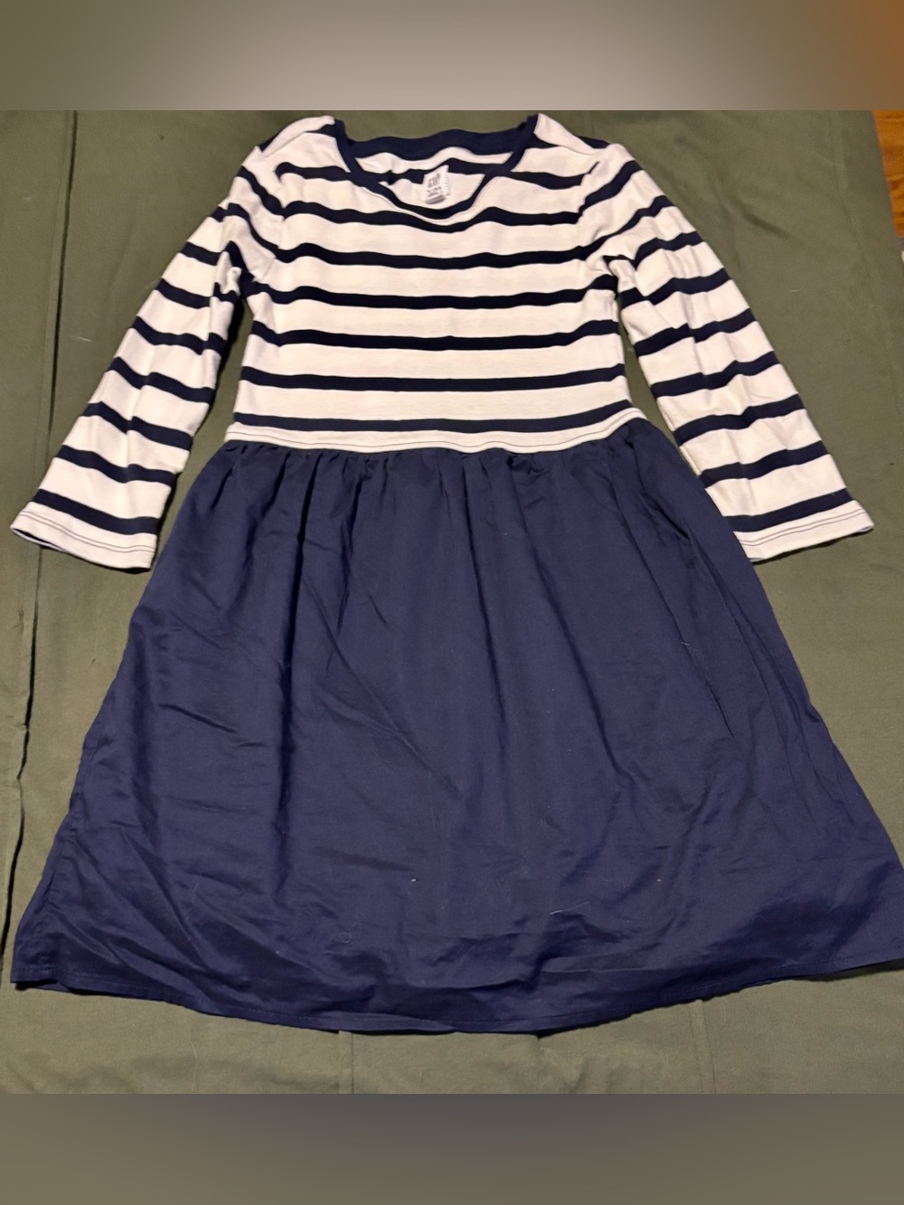 GAP Navy and White Striped Long-Sleeve Girls Dress